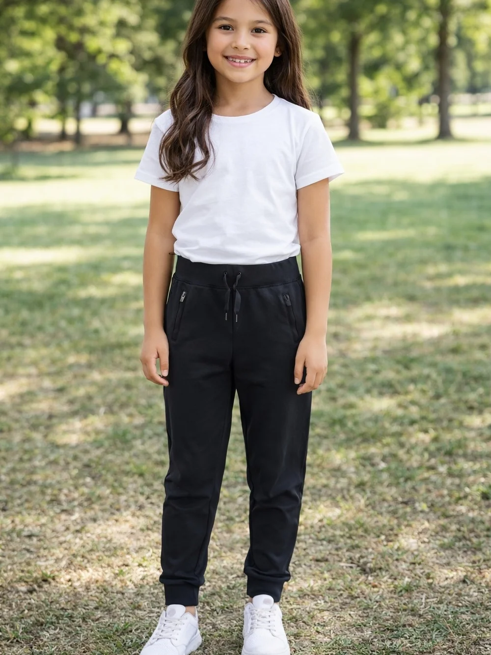 Kids Black Jogger Pants with Zipper Pockets